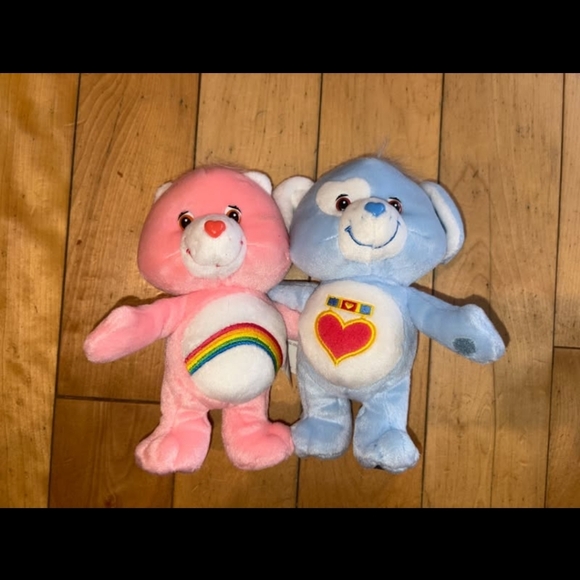 Care Bears Pink and Blue Plush Duo Cheer Bear Loyal Heart - Picture 2 of 9